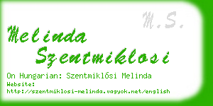 melinda szentmiklosi business card